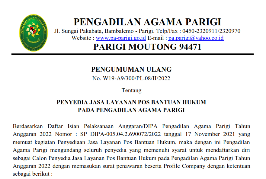 PENGUMUMAN ULANG